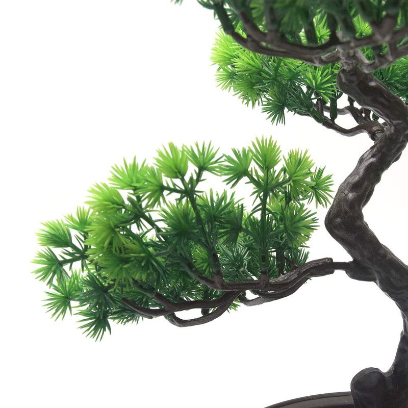 KOET Artificial Bonsai Pine Tree, 11Inch Faux Potted Plant Desk Display Fake Tree Pot Ornaments, Japanese Cedar Bonsai Plant for Home, Office Decoration - Image 4